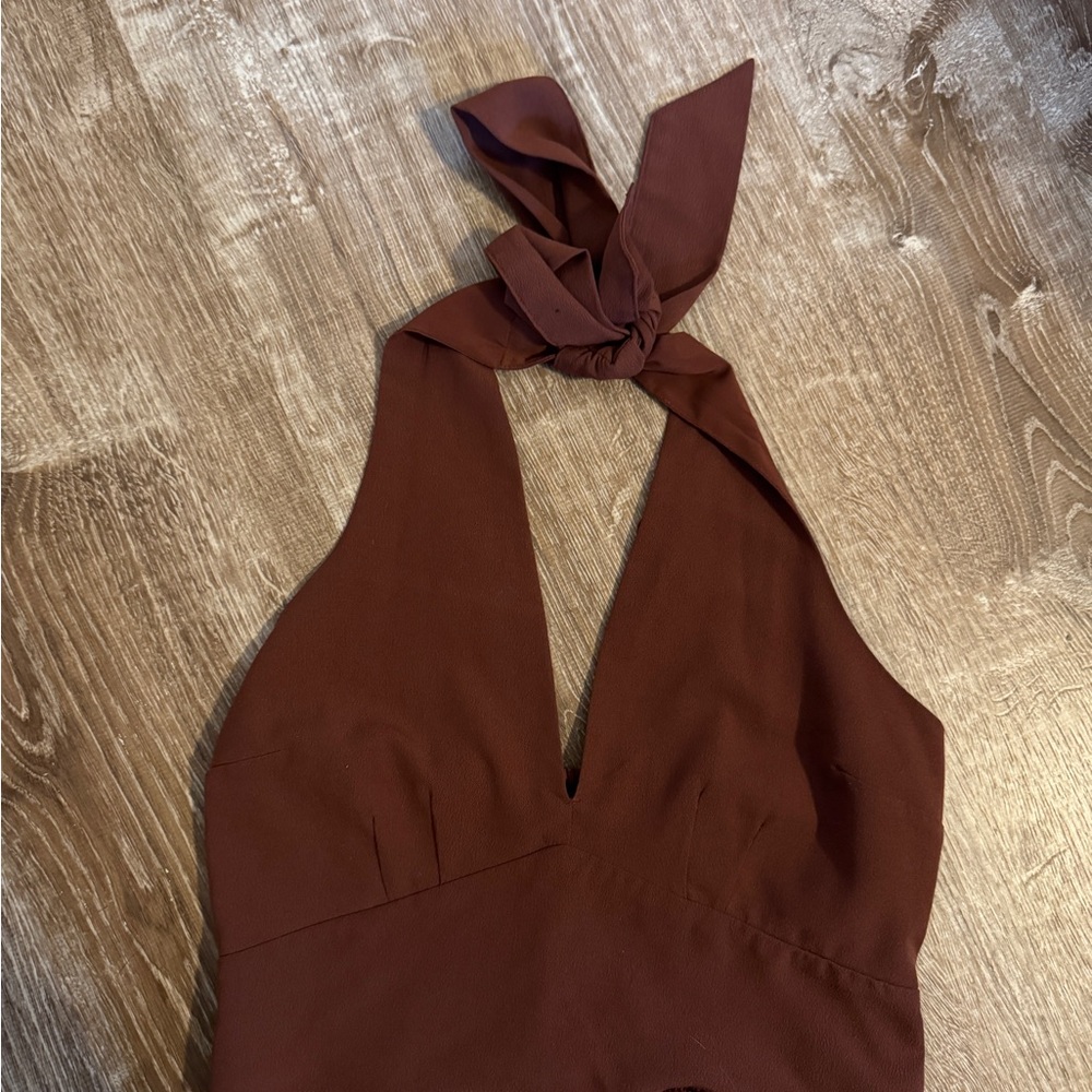 Abercrombie Brown Halter Crop (M)